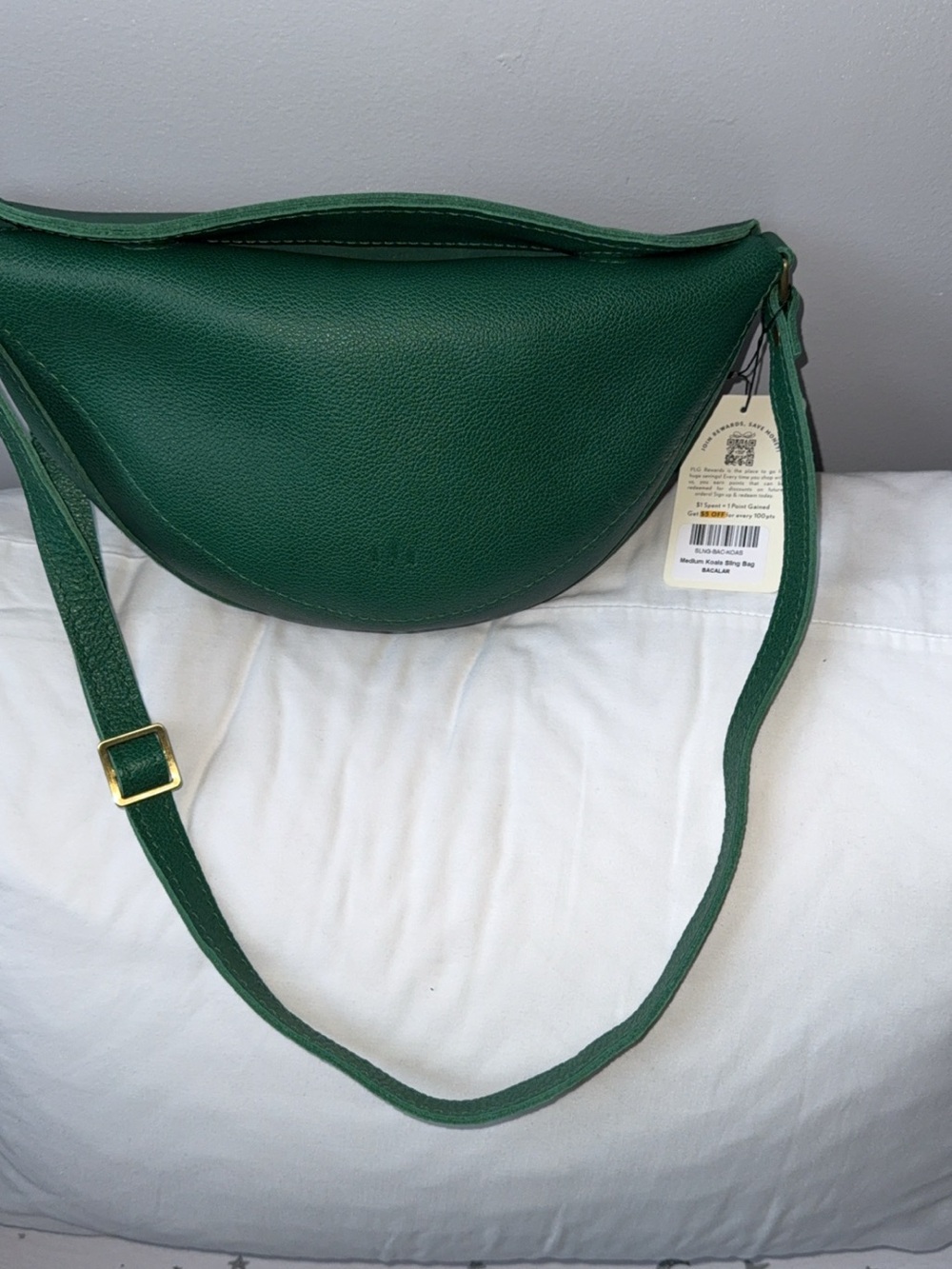 Portland Leather Emerald Green Pebbled Leather Crossbody Bag - Picture 6 of 8